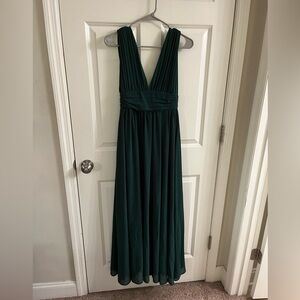 Lulus, green, plunge neck line, formal dress. Size small.